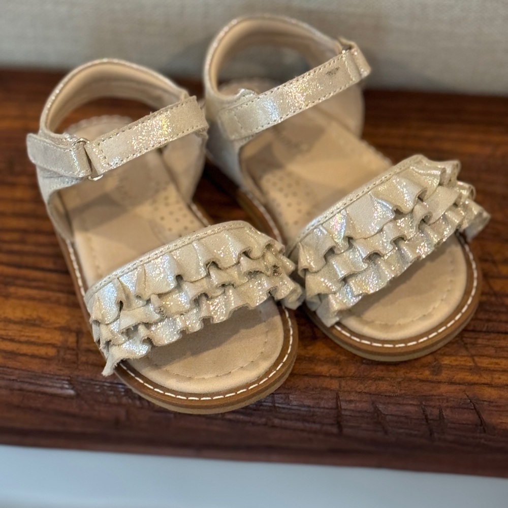 Elephantito Gold Flamenco Sandals with Ruffled Straps